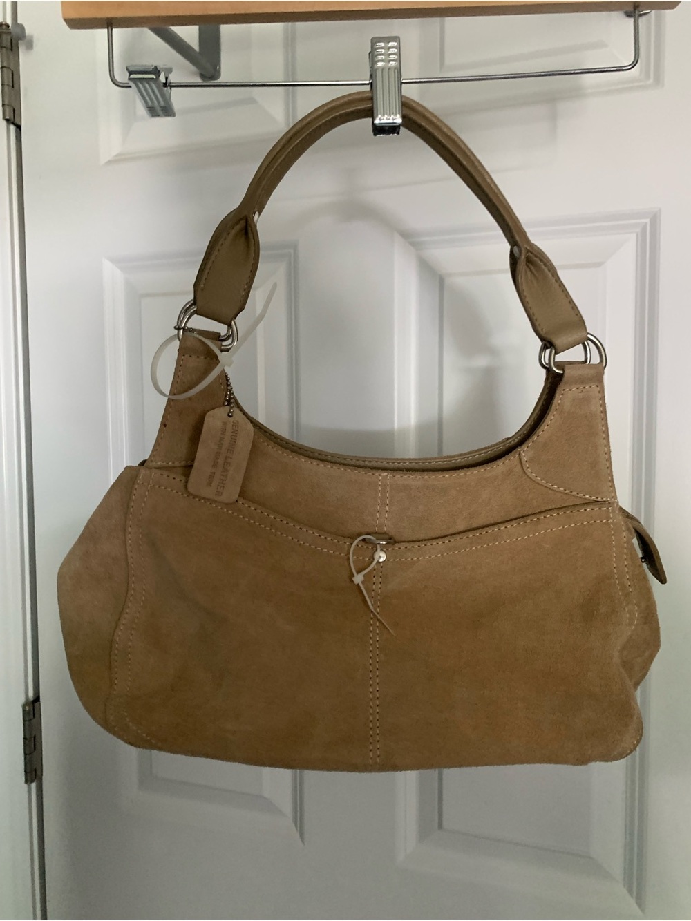 St John’s Bay Suede Shoulder Hobo in Tan